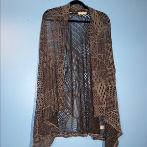 Anna-Kaci Grey/Silver Open-Knit Women's Cardigan size 2x/3x